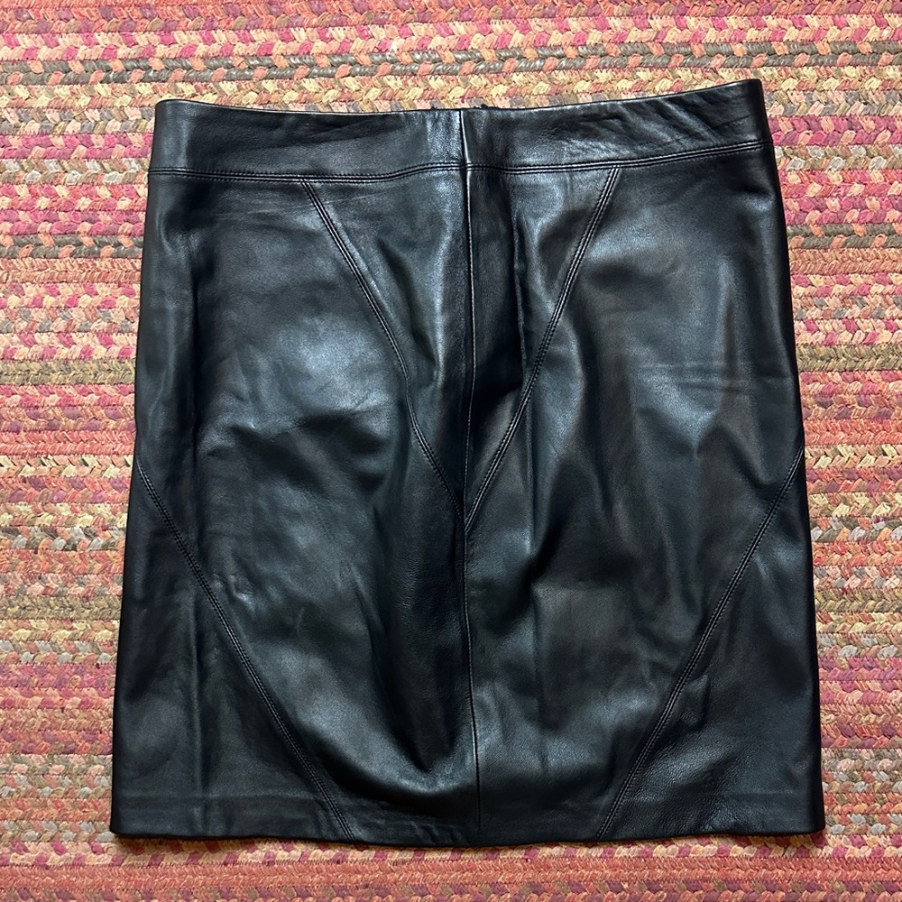 VTG 100% LEATHER VALERIE STEVENS HIGH RISE MINI SKIRT